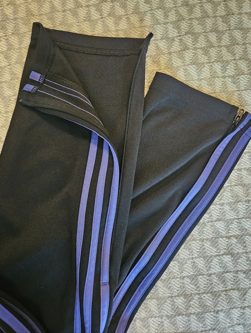 TWO Pairs adidas Black Athletic Joggers with White and Purple Trim - Picture 8 of 13